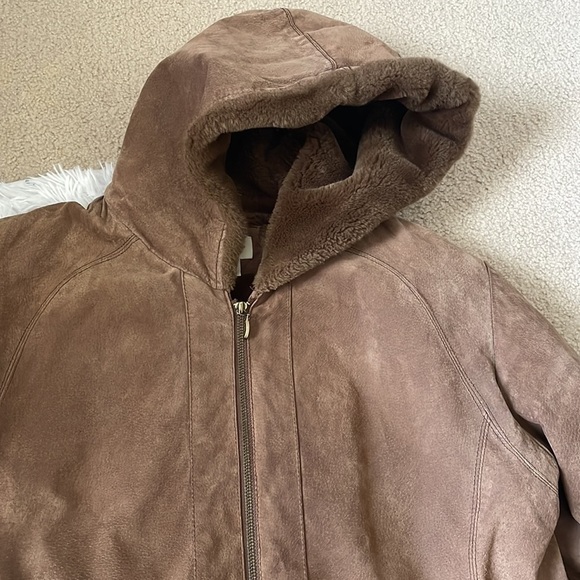 St. John’s Bay Suede And Faux Fur lined hooded jacket - Picture 11 of 12